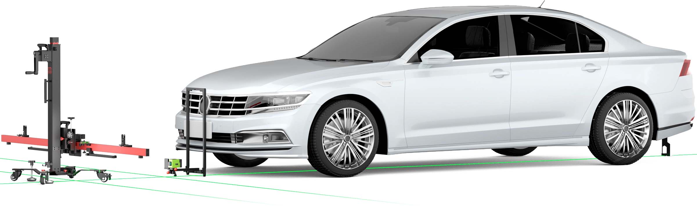 Autel MA800 ADAS calibration frame positioned in front of vehicle