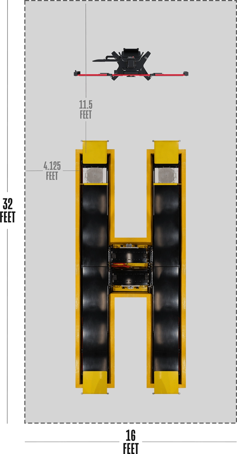 Autel ADAS Bay Max standard 16 by 32 foot repair bay layout