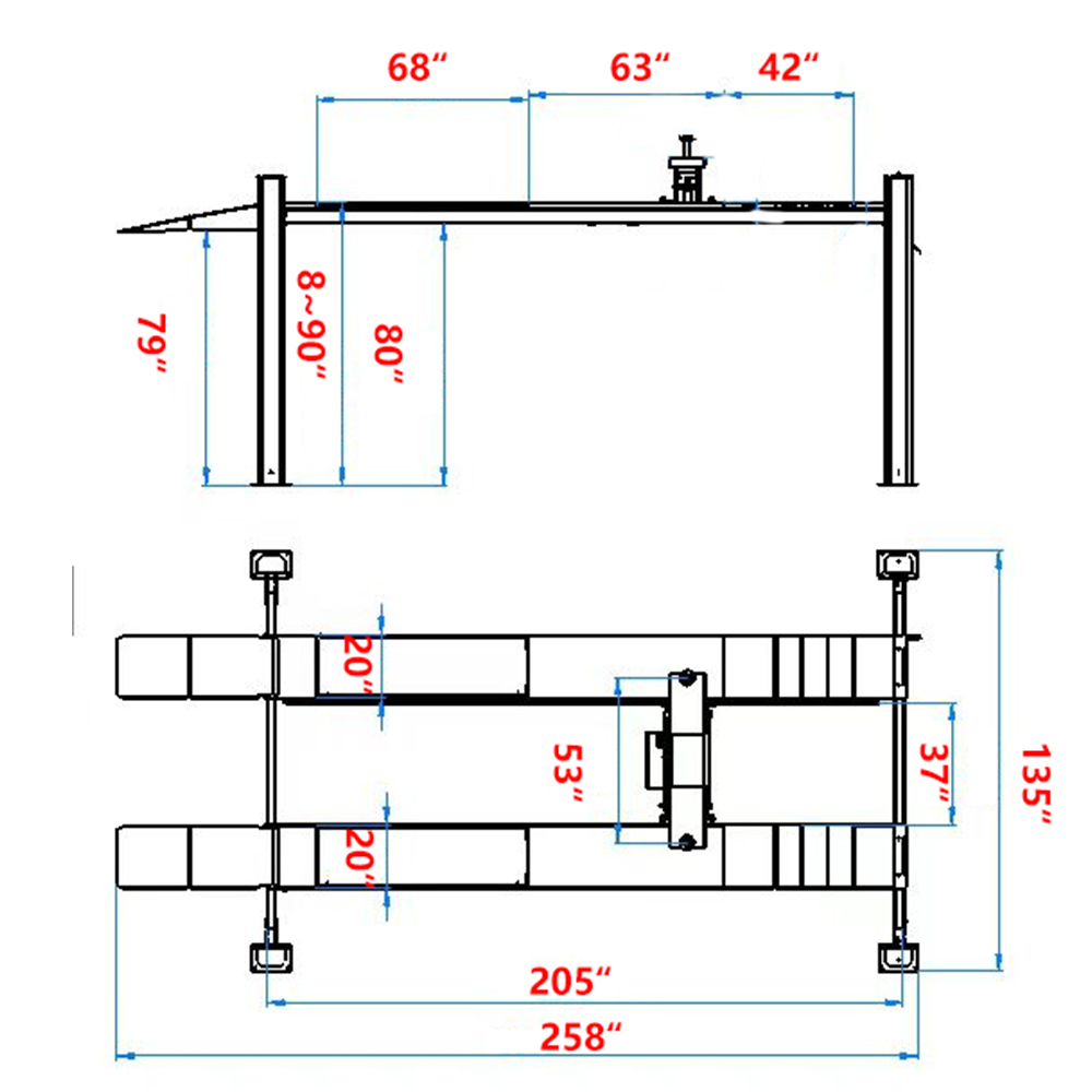 KATOOL KT-4H120X four post lift product image 7