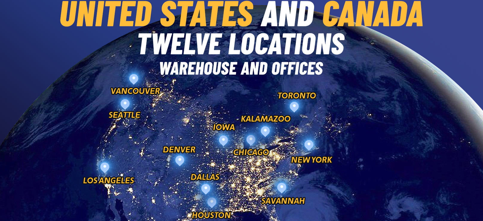 KATOOL United States and Canada warehouse locations graphic