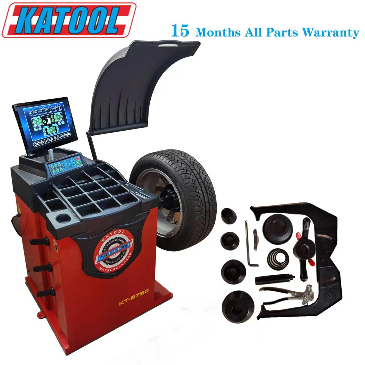 KATOOL KT-B750 wheel balancer with accessories shown in product photo