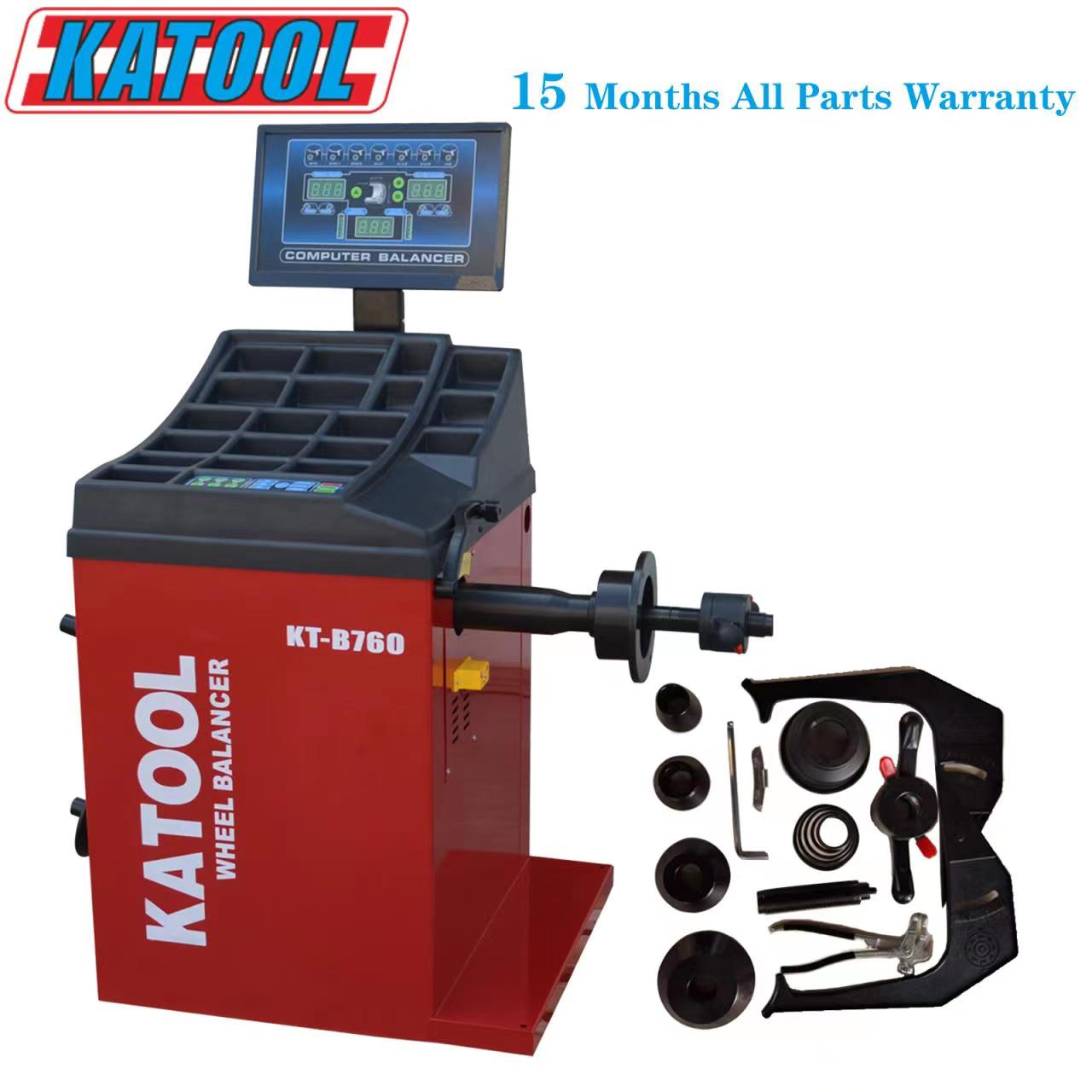 KATOOL KT-B760 wheel balancer with digital display and centering accessories