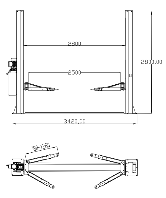 Katool KT-H105 10,000 lb Two Post Vehicle Lift | Base Plate Car Lift product image 7