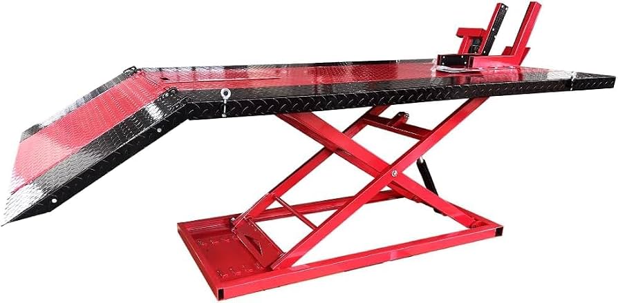 KATOOL KT-MOTO150LT hydraulic motorcycle lift with loading ramp and side extensions
