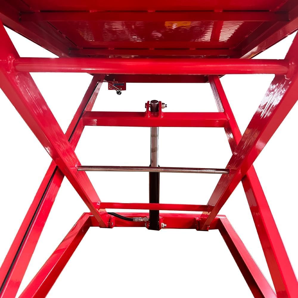 Underside view of KT-MOTO150LT motorcycle lift scissor frame