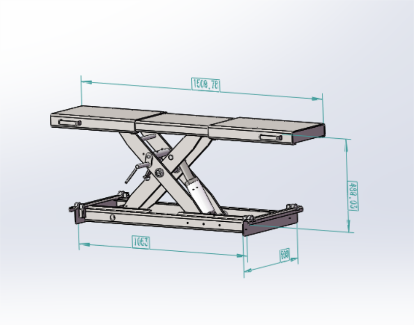 KT-RJ50 rolling jack isometric dimension drawing