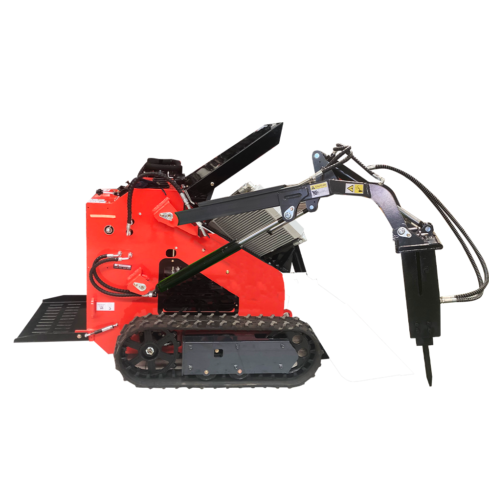 KT-SK26B mini skid steer photographed with a breaker attachment