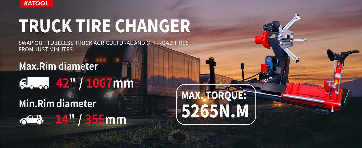 KT-T260 truck tire changer rim range and torque graphic