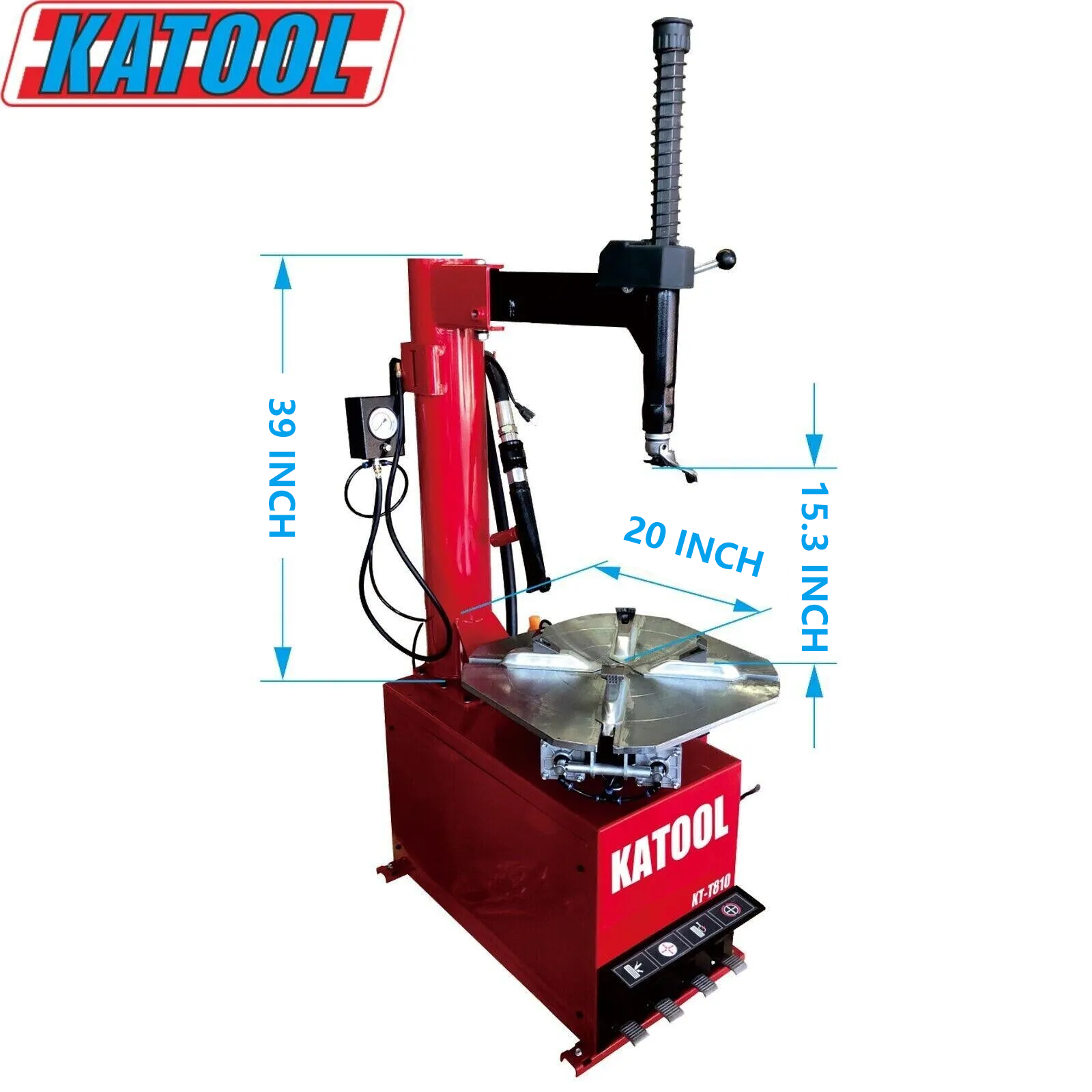 KT-T810 tire changer dimensional graphic