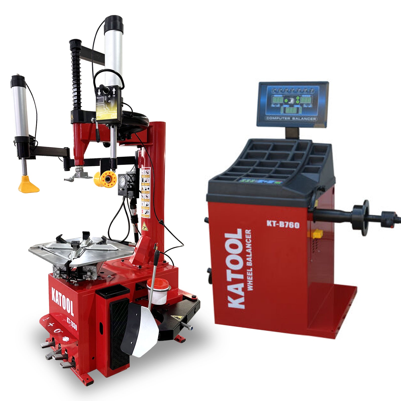 KATOOL KT-T830 assist arm tire changer and KT-B760 wheel balancer combo