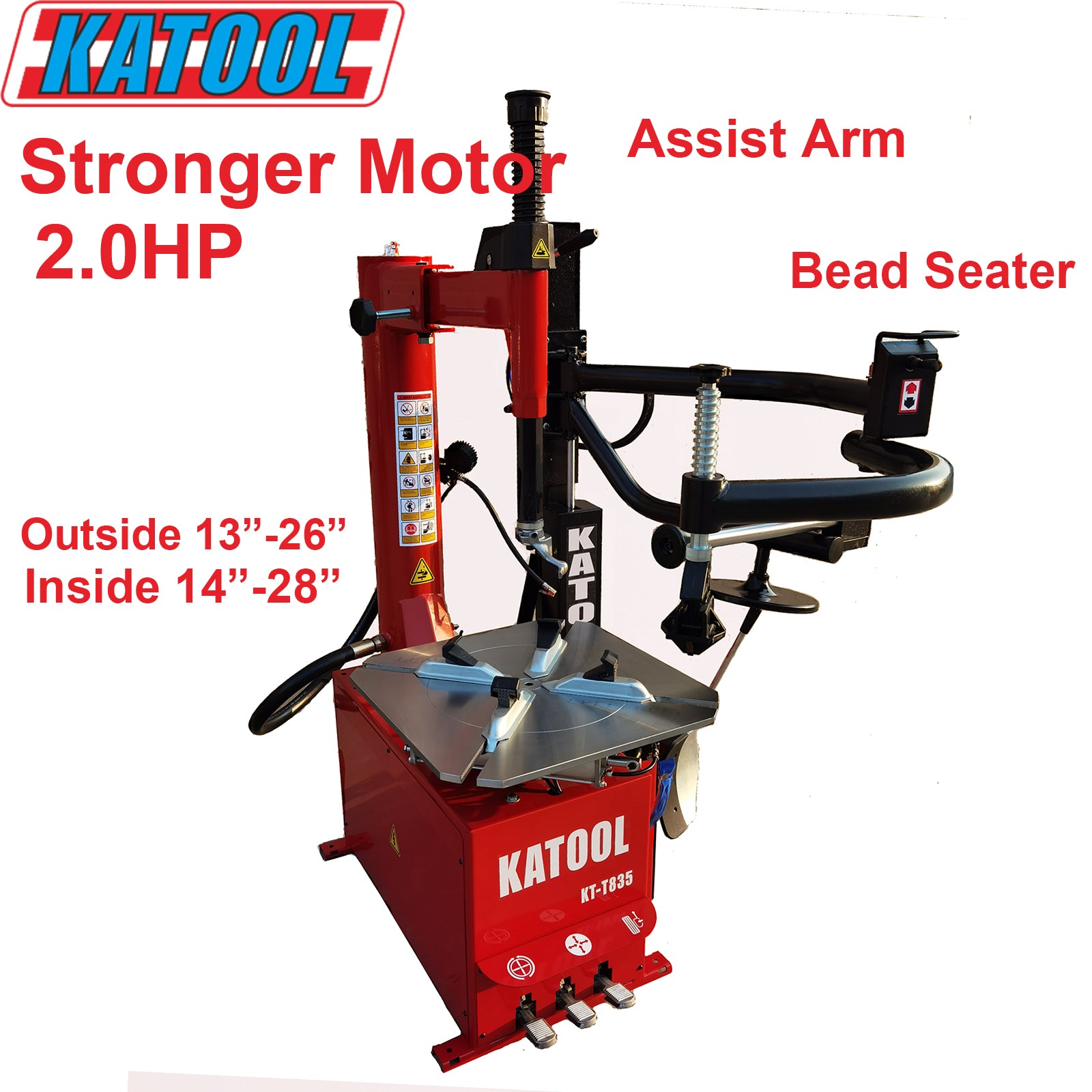 Katool KT-T835 Single Assist Arm Tire Machine |13"-26" Outside / 14"-28" Inside Clamp product image 28
