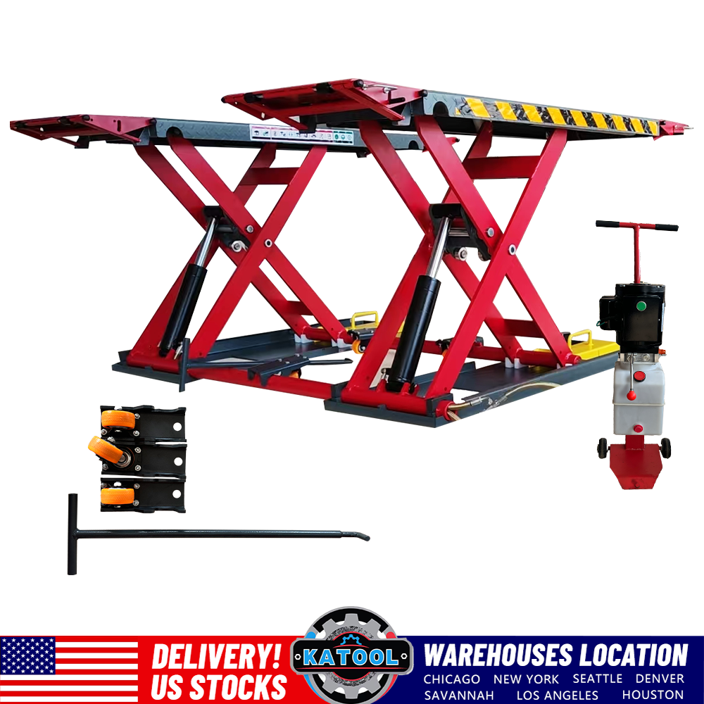 KT-X77 scissor lift raised angled product view