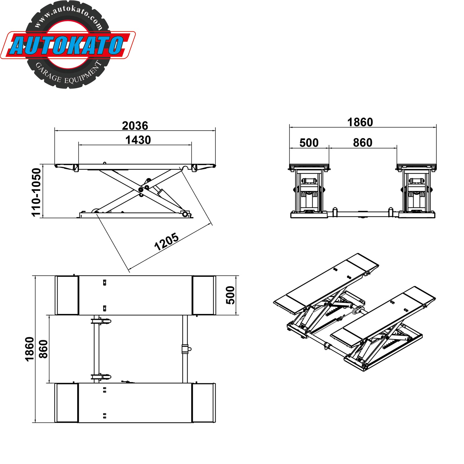 Katool KT-X85 8,000lbs Electric Mid Rise Scissor Lift product image 3