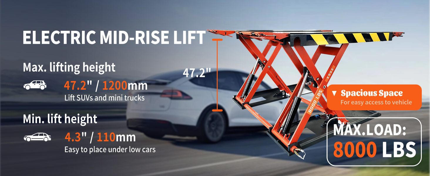 Katool KT-X90E 8000 lbs Electric Mid Rise Scissor Lift product image 9